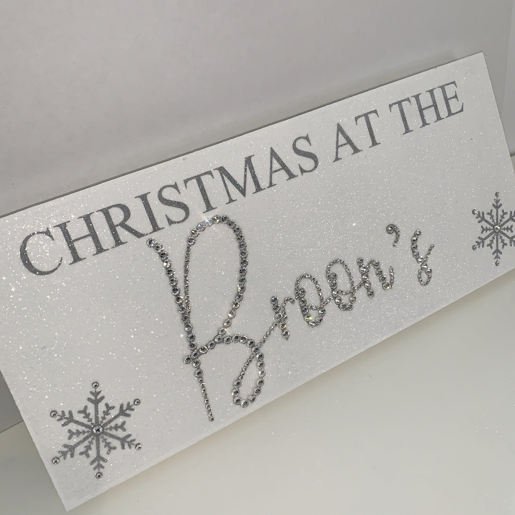 glitzy crystal Christmas name plaque