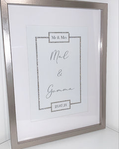 Mr & Mrs crystal border print